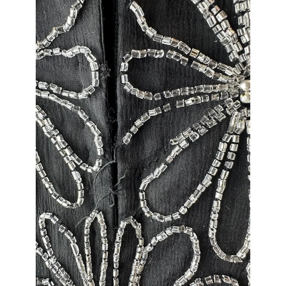 *Flawed* Vintage Laurence Kazar Silk Beaded Embellished Top Black Plus Size 3X - Picture 8 of 12
